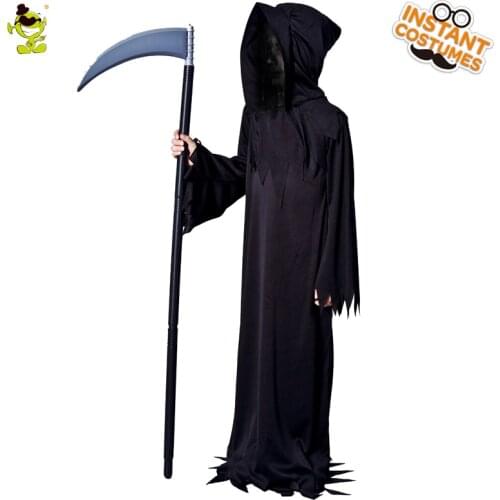 Boys Grim Reaper Costumes Halloween Kids Role Play Scary Devil Robe Purim Cosplay Ghost Costume for Children