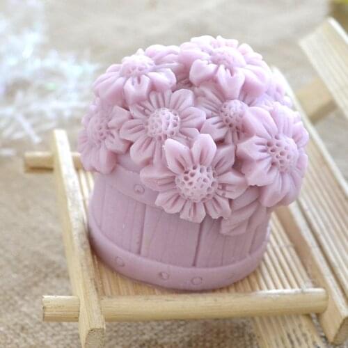 Flower Basket Design Soap Mold Candle Wax Melt Silicone Mold Chocolate Mousse Cake Molds Decorated Resin Gypsum Craft Molds