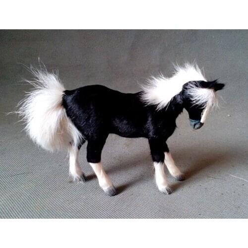 Simulation black horse mini 12x9cm hard model polyethylene&fur toy,prop,home decoration 0873
