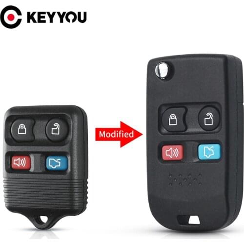 KEYYOU Modified Remote Folding Flip Key Cover Case Shell For Ford Crown Victoria Escape Expedition Explorer Sport 4 Buttons