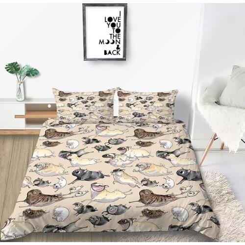 Thumbedding Pet Dogs Bedding Set King Fuuny Cute 3D Printed Duvet Cover Queen Double Full Twin Single Unique Design Bed Set
