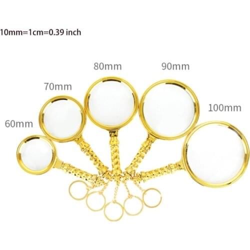K1KA Reading Magnifier Loupe Glasses 5x with Gold-plated Flower & Key Hook Insect & Ho-bby Observation Classroom Science