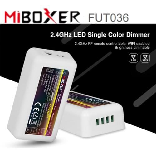 Miboxer FUT036 4-Zone LED Single Color Dimmer 2.4GHz RF Remote Controllable CCT RGB RGBW RGB CCT LED Strip Controller Wireless