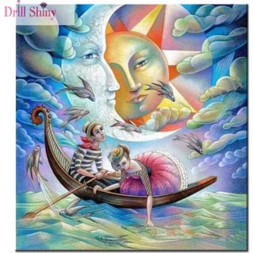 Cartoon Rowing Square Full Drill Mosaic Rhinestone 5D DIY Diamond painting cross stitch kits handmade embroidery Needlework gift