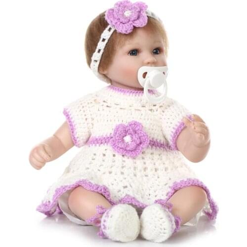 17 Inches Soft Silicone Reborn Baby Doll 42cm Realistic Baby Doll for Girls Vinyl Stuffed Toys Play House Toys Birthdays Gifts
