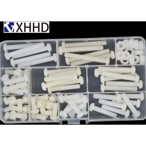 M6 White Nylon Pan Head Cross Screw Round Machine Screw Plastic Hex Nut Assortment kits