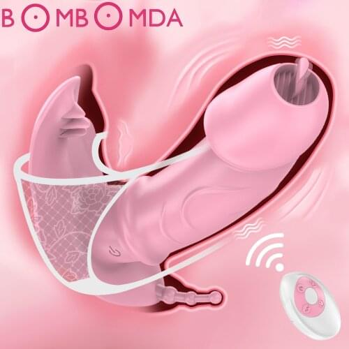 Heating Tongue Dildo Vibrator Female G Spot Clitoris Stimulator Wireless Remote Control Sex Toys for Women Couples Adult 18