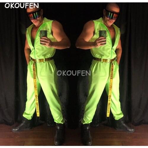 Nightclub men and women fashion new loose florescent jumpsuit costumes party girl theme clothing