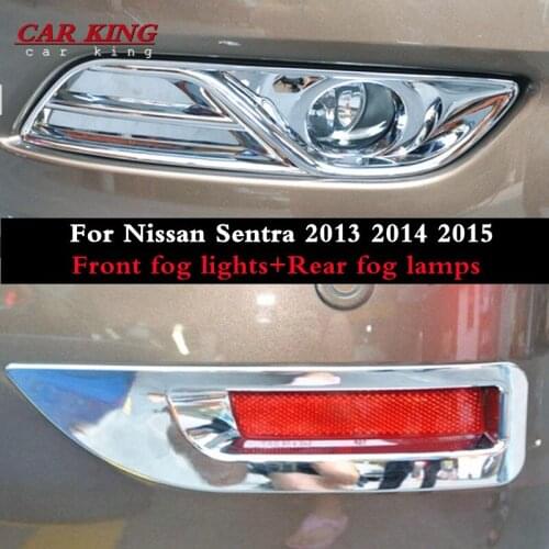 For Nissan Sentra 2013 2014 2015 ABS Chromium Styling Car front fog lamp eyebrow Decoration Cover Trim