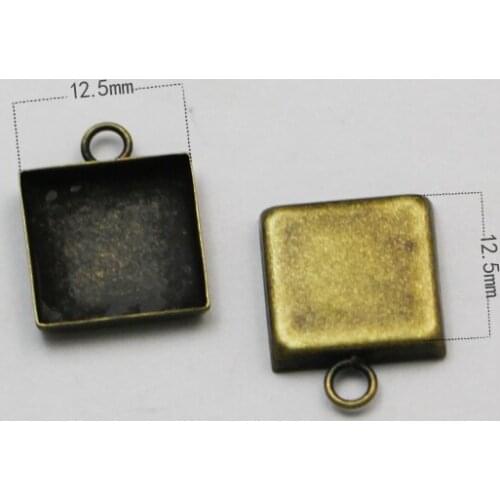 Beadsnice Brass Pendant Setting Bezel Pendant Blanks Handmade 12.5mm Square Pendant Base Jewelry Supplies Making 30064