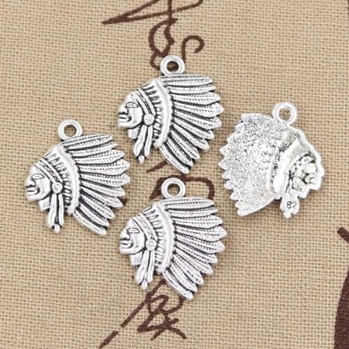 12pcs Charms Indian Chief Head 21x18mm Antique Making Pendant fit,Vintage Tibetan Bronze Silver color,DIY Handmade Jewelry
