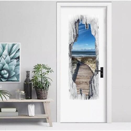 Bedroom PVC Door Sticker Modern DIY European Fashion Wallpaper Living Room Art Door Poster Self-Adhesive Mural Stickers Home