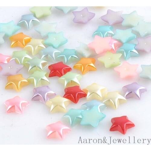 Mix Color Stars Shape Imitation Half Round Pearl Flatback Beads for Scrapbook DIY Decoration 200pcs/lot 10mm YKL0427