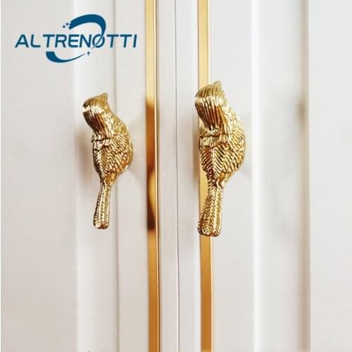 Furniture Handle Brass Bird Vintage Gold Wardrobe Kitchen Cabinet Door Pull European Drawer Cupboard Closet Knob House Hardware