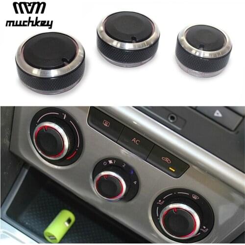 Muchkey Car Accessories AC Knob Air Conditioning Heat Control Switch Knob For Volkswagen Polo 2004-2013 Aluminum Alloy 3pcs