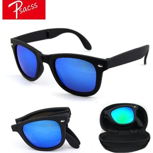 Psacss New Vintage Square Sunglasses Women Men Brand Designer Womens Folding Fashion Portable Sun Glasses gafas de sol mujer