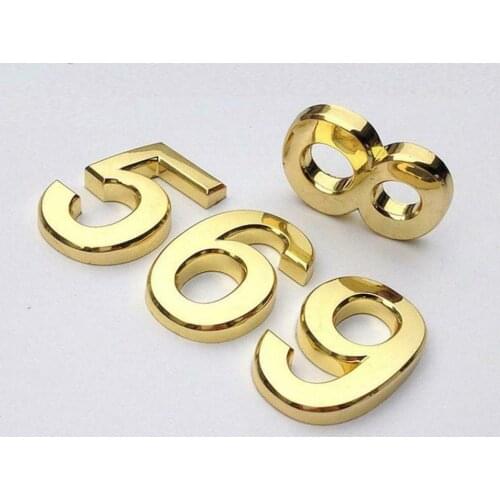 Modern Golden Plaque House Numbers 0 to 9 Hotel Door Numeral Plate Home Address Street Number Stickers