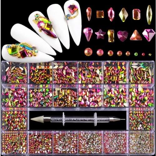 Swarovsky Crystal AB 3D Flatback Glass Nail Art Rhinestones Fancy Shaped Crystals Stones for DIY Nails Art Decorations