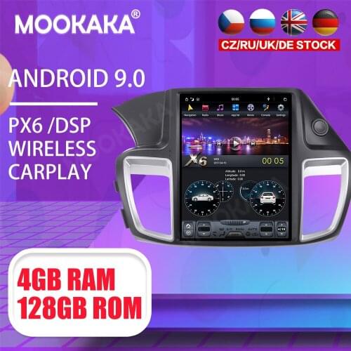 Tesla 12.1"Android 9 PX6 4G 128GB Car Player For Honda Accord 9 2012 2013 2014 2015 2016 2017 Car GPS CarPlay Head DSP Stereo