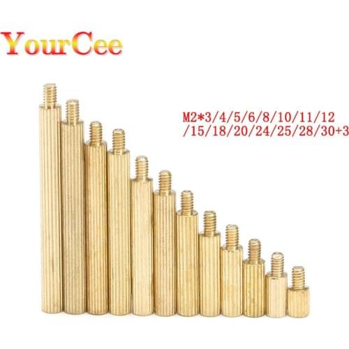 50pcs M2 Male 3mm x Female 3-30 mm Brass Screws Security Surveillance Cameras Pillars Knurled Standoff Space