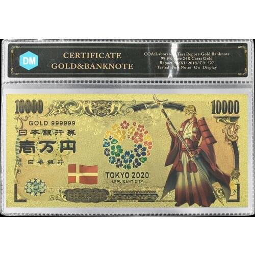 Japan Gold Banknote Tokyo World Flags Comics Cartoon Card Switzerland Souvenir Anime Gold Plastic Cards for Collection