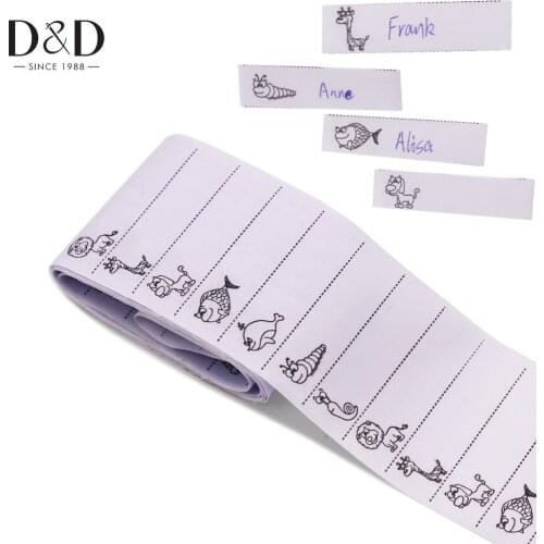 D&D 200pcs/pack White Washable Iron on Name Labels Garment Fabric Tags Marker Set for School Clothes Sewing Accessories
