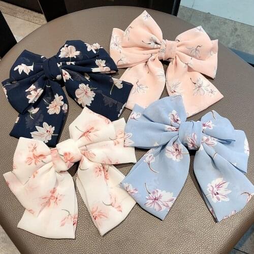 Korean Version of Super Large Ins Chiffon Big Bow Hair Clips Fashion Travel Floral Spring Clip Hair Accessories for Women