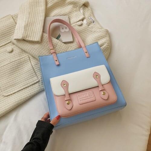 Ladies Casual Shoulder Bags Fashion Shoulder Bags Zipper Womens Bags Contrasting Colors Ladies Bags Handbags Big Bags