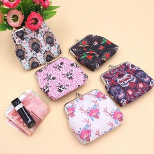 Retro Creativity Printing Woman Coin Purse PU Leather Small Wallet Headphone Storage Bag Card Holders Female Money Change Wallet