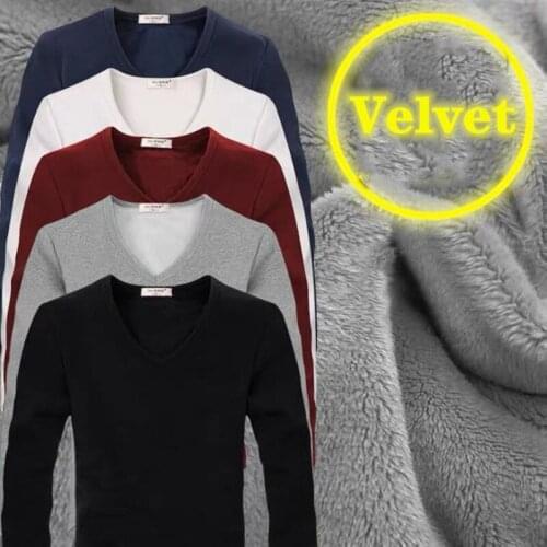 2020 Winter Mens Thermal T Shirt Soft Velvet Thick Long Sleeve T-Shirt Autunm Men Black Slim Fit Plus Size M-8XL tops shirts
