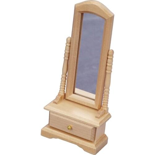 1:12 Miniature Wooden Dressing Mirror Baby Doll Fitting Room Decor Furniture