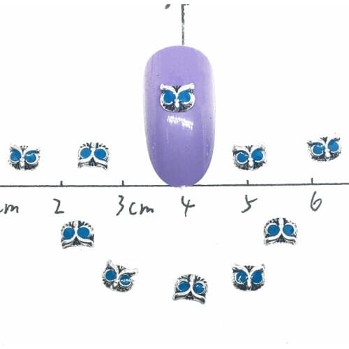 10 Pcs Retro Owl Nail Art Decorations Antique Silver Jewelry Turquoise Manicure Studs Charms 3d Bohemia Nailart Supplies Diy