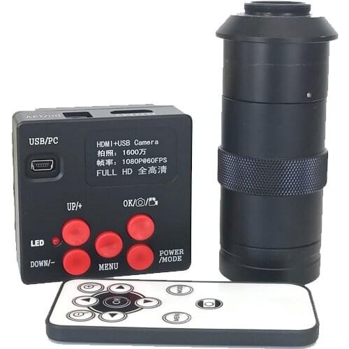 16MP Full HD 1080P 60FPS HDMI USB HD Output Industry 8X-130X C-Mount Microscope Video Camera for Phone PCB Repair