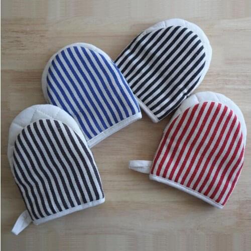 2pcs/pack Classic Stripped Oven Mitts Heat Resistant Kitchen Baking Gloves Polyester Cotton 4 Colors