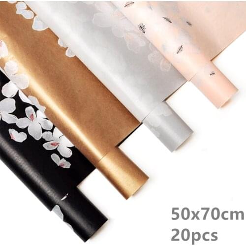 20pcs Shiny Flower Tissue Papers 50x70cm Flower Wrapping Papers Gift Wrapping Papers Christmas New Year Gift Wrapping Papers