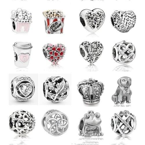 2020 new 4pcs/lot baby popcorn cup heart crown infinity dog frog diy jewelry bead fit Pandora charms bracelet X052