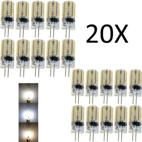 20X G4 3W Silicone Crystal LED Bulbs Light 3014 SMD 48LED Lighting Warm White LampReplace Halogen Pendant Lamp 220V DC 12V