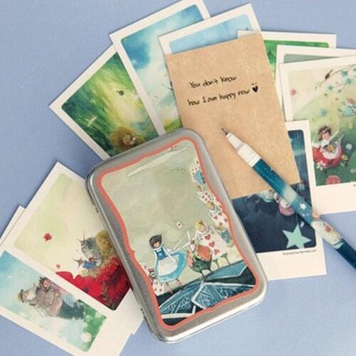 40 Pcs/set Postcards Set Iron box Green plants postcard Greeting Cards Message Card Decorative Vintage Retro Postcard