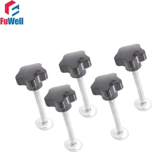 5pcs M8 x 50mm Thread 40mm Star Head Diameter Clamping Grips Knob Handle with Plate Replacement Screw on Star Knobs