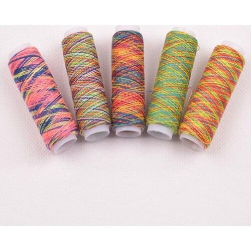 5pcs Rainbow Color Sewing Thread Machine/Hand Embroidery Sewing Threads Craft Patch DIY Sewing Yarn Knitting Accessories-W110