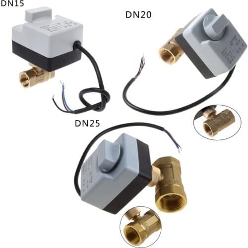 AC220V DN15 DN20 DN25 2 Way 3 Wires Brass Motorized Ball Valve Electric Actuato With Manual Switch Free Ship