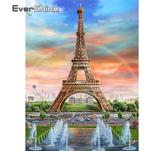EverShine 5D Diamond Painting Eiffel Tower Picture Of Rhinestones Diamond Embroidery Full Dsiplay Handmade Decoration Of Home