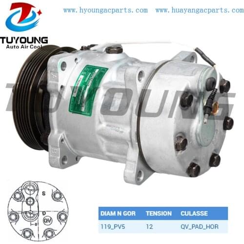 R134A SD709 SD7H15 auto a/c compressor for Renault Safrane 2.5 7700868578 119mm 5pk 12v