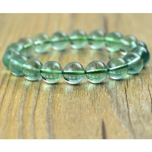 Natural AAA Grade Green Fluorite Stone Bracelet 8-12mm Beads for Women Transparent Clear Bracelet