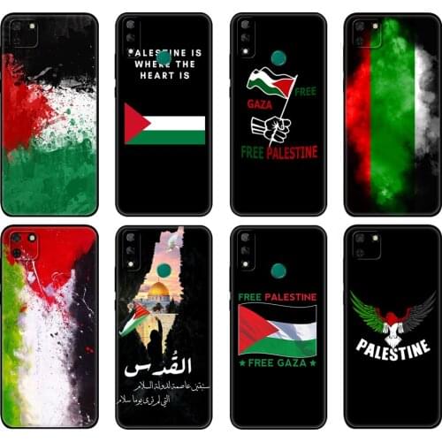 Black tpu Case For Huawei Y9S Y6S Y8S Y5P Y7P Y8P Case For Huawei Y5 lite Prime 2018 Y6 2019 Cover Palestine Flag