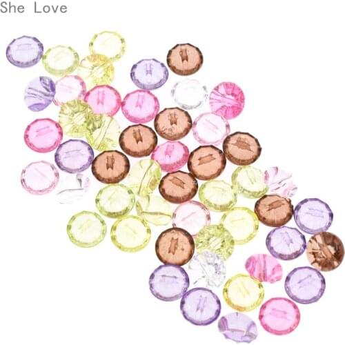 Chzimade 50pcs Mixed Colors Colorful Buttons Acrylic Crystal Buttons Charm Sweater Doll Sewing For Toys DIY Hand Clothing Shirt