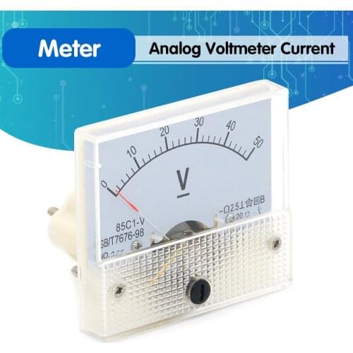 DC Analog Voltmeter Current Meter Panel 5A 10A 30V 50V 85C1 Pointer Gauge Panel Amp Volt Voltage Current Digital Display