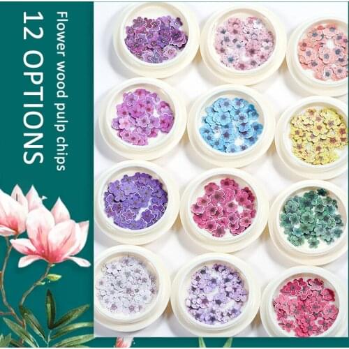 Wood Pulp Small Daisy Simulation Plum Blossom Wood Pulp Piece Nail Stickers Nail Art Set Accessories Handcraft Slices Decor