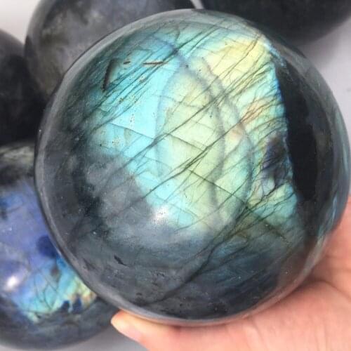 120-130mm Natural Labradorite Quartz Crystal Sphere Ball Orb Gem Stone reiki Healing