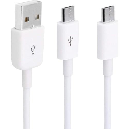 3Ft USB 2.0 Type A Male to 2 Micro USB Male Splitter Y Data Charge Connector Adapter Cable (White)